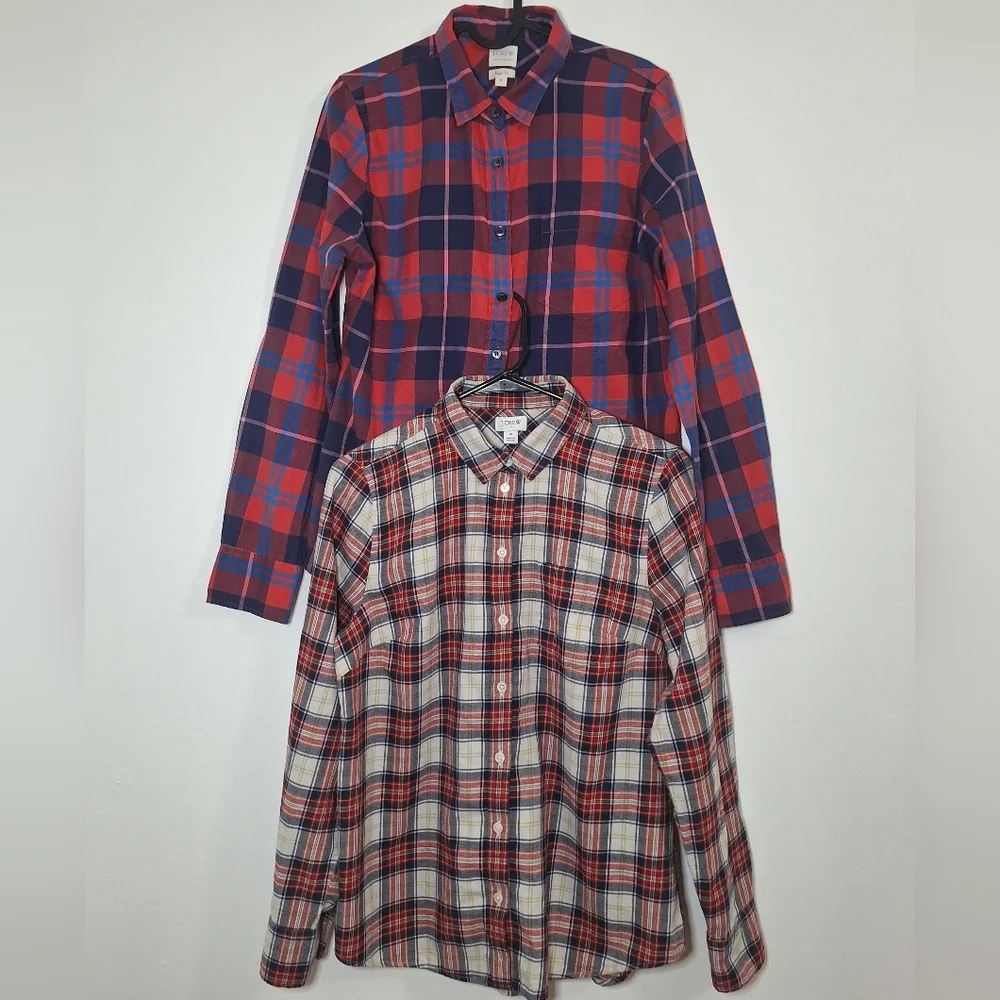 J.CREW BUNDLES Navy and Red Plaid Button Down Shirts